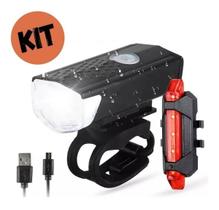 Kit Farol Bike Recarregável Usb Iluminação Noturna Potente