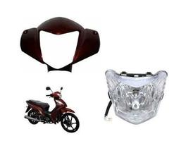 Kit Farol Bloco Optico E Carenagem Shineray Jet 50 Vermelha