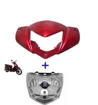 Kit Farol Bloco Optico E Carenagem Shineray Jet 50 Vermelha