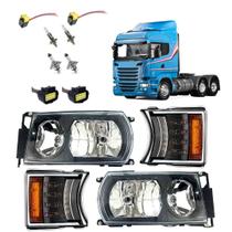 Kit Farol Compatível Scania Serie S4 S5 Mascara Negra Black