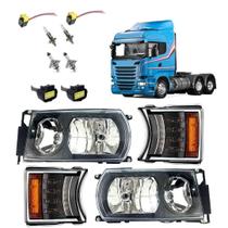 Kit Farol Compatível Scania Serie S4 S5 Mascara Negra Black Kit Farol Compatível Scania Serie S4 S5 Mascara Negra Black
