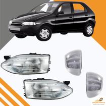 Kit Farol Cromado + Pisca Cristal Palio Strada 1996 Á 2000 Kit Farol Cromado + Pisca Cristal Palio Strada 1996 Á 2000