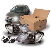 Kit Farol Dark Chrome Led H4 Super Branco 6000k Nova Prisma celta Kit1489