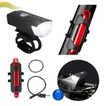 Kit Farol de Bike LED Potente USB Sinalizador Traseiro Recarregável Segurança Noturna