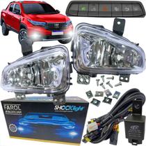 Kit Farol De Milha Auxiliar Fiat Strada Freedom 2020 A 2025 Botao Modelo Original Com Desemb.