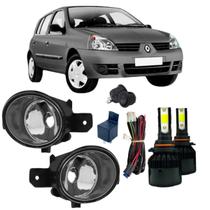 Kit farol de milha auxiliar neblina clio hatch 03 04 05 06 07 08 09 10 11 12 vidro + h11 led