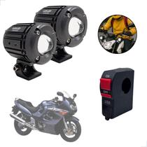 Kit Farol de Milha Auxiliar Neblina Led 30w 12v + Botão On/ Off Usb GSX 750F 2000 até 2009