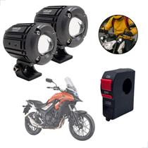 Kit Farol de Milha Auxiliar Neblina Led 30w 12v + Botão On/ Off Usb Honda CB 500X 2014 até 2024