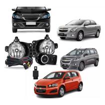 Kit Farol de Milha Auxiliar Neblina Onix Sonic Cobalt Spin Prisma 2012 / 2016 Sem Grade