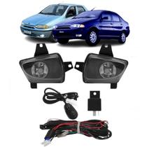 Kit Farol de Milha Auxiliar Neblina Palio Siena Strada 1996 Até 2000 Completo Botão Universal