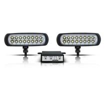 Kit Farol de Milha Auxiliar Slim Estrobo Preto com 16 Leds Brancos 12v