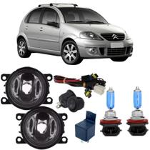 Kit farol de milha citroen c3 2009 a 2013 e super branca