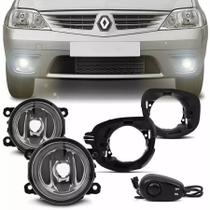 Kit Farol de Milha Completo Renault Logan 2006 07 08 09 10 11 Sandero 2007 08 09 10 11 Auxiliar Neblina