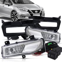 Kit farol de milha do nissan versa 2020 2021 e 2022 com molduras internas e botão modelo original