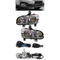 Kit Farol de Milha Fiat Strada Cabine Simples e Dupla 2020 2021 2022 Botão Alternativo + Kit Lâmpada Super LED