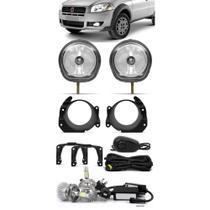 Kit Farol de Milha Fiat Strada Working 2012 2013 Botão Alternativo + Kit Lâmpada Super LED 6000K