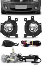 Kit Farol de Milha Fiat Strada Working 2014 2015 2016 2017 2018 2019 2020 2021 Botão Alternativo + Kit Lâmpada Super LED 6000K
