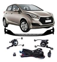 Kit farol de milha hb20 2016 a 2019 aro cromado com chicote e botão universal com lampada