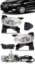 Kit Farol de Milha Honda City 2009 2010 2011 - Moldura Aro Cromo + Kit Lâmpada Super LED 6000K Kit Farol de Milha Honda City 2009 2010 2011 - Moldura Aro Cromo + Kit Lâmpada Super LED 6000K