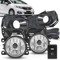 Kit Farol de Milha Honda Fit 2017 / 2018 / 2019 H8 55W Moldura Cromada Botão Modelo Original Suns FGS0235HD