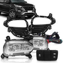 Kit Farol de Milha Hyundai Creta 2017 2018 2019 Moldura e Botão Excelente Acabamento Suns FGS1300HY