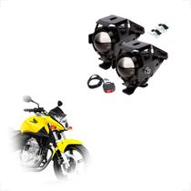 Kit Farol de Milha LED U5 Moto Honda CB300R 2010 a 2013 Super Brilho 6000K