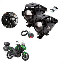 Kit Farol de Milha LED U5 Moto Kawasaki Versys Tourer 650 2012 à 2022 Super Brilho 6000K