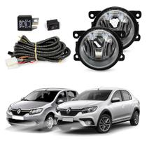 Kit Farol de Milha Logan Sandero 2014 a 2023 Auxiliar Neblina