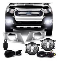 Kit Farol de Milha Moldura Prata Ranger 2016 2017 2018 2019
