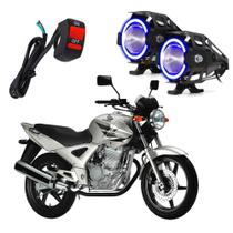 Kit Farol de Milha Moto para CBX 250 Twister 2001 2002 2003 2004 2005 2006 2007 2008 Angel Eye Azul U7