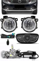 Kit Farol de Milha Neblina Fiat Argo e Cronos 2018 2019 2020 2021 2022 - Botão Painel + Kit Lâmpada Super LED 6000K