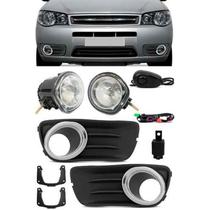 Kit Farol de Milha Neblina Fiat Palio e Siena - Economy 2010 / 2011 / 2012 + Aro Cromo