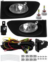 Kit Farol de Milha Neblina Fit 2003 a 2008 Botão Modelo Painel + Kit Lâmpada Super LED 6000K