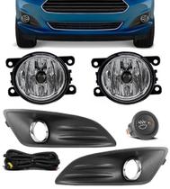 Kit Farol de Milha Neblina Ford New Fiesta 2013 2014 2015 2016 2017 Botão Alternativo