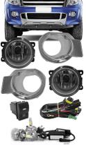 Kit Farol de Milha Neblina Ford Ranger 2012 até 2015 Moldura Cromo Botão Painel + Kit Led Kit Farol de Milha Neblina Ford Ranger 2012 até 2015 Moldura Cromo Botão Painel + Kit Led