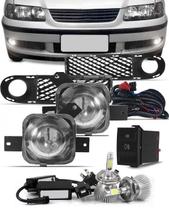 Kit Farol de Milha Neblina Gol, Parati e Saveiro G3 1999 até 2005 Botão Painel + Kit SUPER LED