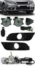Kit Farol de Milha Neblina Honda New Civic 2015 2016 + Kit Lâmpada Super LED 6000K