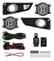 Kit Farol de Milha Neblina Honda Novo City 2014 2015 2016 2017 + Moldura Aro Cromo