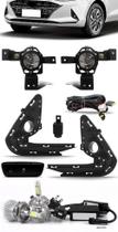 Kit Farol de Milha Neblina Hyundai HB20 HB20S 2020 2021 Botão Painel + Kit Lâmpada Super LED 6000K