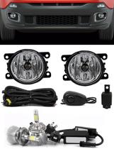 Kit Farol de Milha Neblina Jeep Renegade - Interruptor Alternativo + Kit Lâmpada Super LED Headlight H11 6000K 12V e 24V 32W 2200LM