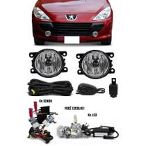 Kit Farol de Milha Neblina Peugeot 307 2007 à 2012 - Interruptor Alternativo + Kit Xenon 6000K 8000K ou Kit Lâmpada Super LED 6000K
