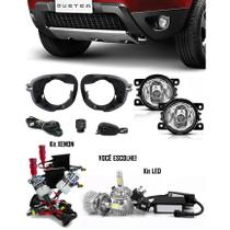 Kit Farol de Milha Neblina Renault Duster 2013 À 2019 + Base Para Fixação - Interruptor Alternativo + Kit Xenon 6000K / 8000K ou Kit Led - Suns Zapos Tiger