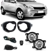 Kit Farol de Milha Neblina Renault Sandero 2007 2008 2009 2010 2011 - Interruptor de Painel