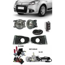 Kit Farol de Milha Neblina Renault Sandero 2012 2013 2014 + Kit Xenon 6000K 8000K ou Kit Lâmpada Super LED 6000K Kit Farol de Milha Neblina Renault Sandero 2012 2013 2014 + Kit Xenon 6000K 8000K ou Kit Lâmpada Super LED 6000K