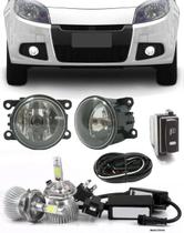 Kit Farol de Milha Neblina Renault Sandero 2012 2013 2014 - Sem Moldura e Botão Painel + Kit Lâmpada Super LED 6000K Kit Farol de Milha Neblina Renault Sandero 2012 2013 2014 - Sem Moldura e Botão Painel + Kit Lâmpada Super LED 6000K