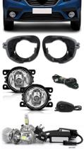 Kit Farol de Milha Neblina Renault Sandero 2019 2020 2021 - Interruptor de Alternativo + Kit Lâmpada Super LED 6000K