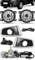 Kit Farol de Milha Neblina Sandero 2011 à 2014 Moldura Cromada Botão Alternativo + Kit Lâmpada Super LED 6000K Kit Farol de Milha Neblina Sandero 2011 à 2014 Moldura Cromada Botão Alternativo + Kit Lâmpada Super LED 6000K