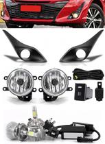 Kit Farol de Milha Neblina Toyota Yaris Com Moldura - Interruptor Modelo Original + Kit Lâmpada Super LED Headlight H11 6000K 12V e 24V 32W 2200LM