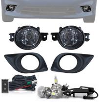 Kit Farol de Milha Neblina Versa 2012 a 2014 - Botão Modelo Painel + Kit LED