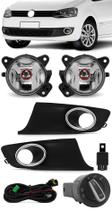 Kit Farol de Milha Neblina Vw Fox e Spacefox 2010 2011 2012 2013 2014 - Botão Painel Redondo
